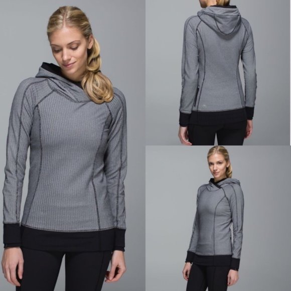 lululemon athletica Tops - Lululemon Think Fast Hoodie Herringbone Sz 8
